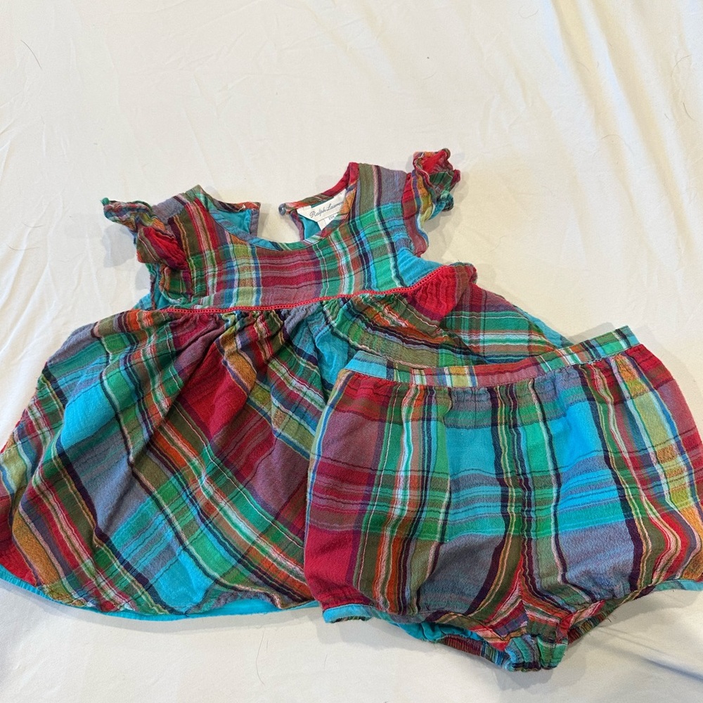Ralph Lauren Plaid Cotton Dress & Bloomers